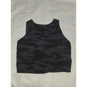 Athleta Crop Top Black Camo Print Women’s XS Racerback 531128 Conscious Printed
